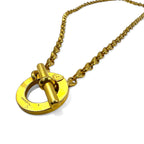 CELINE 80s Made in Italy Vintage 2WAY Chain Belt Necklace Circle Logo Toggle Gold Metal