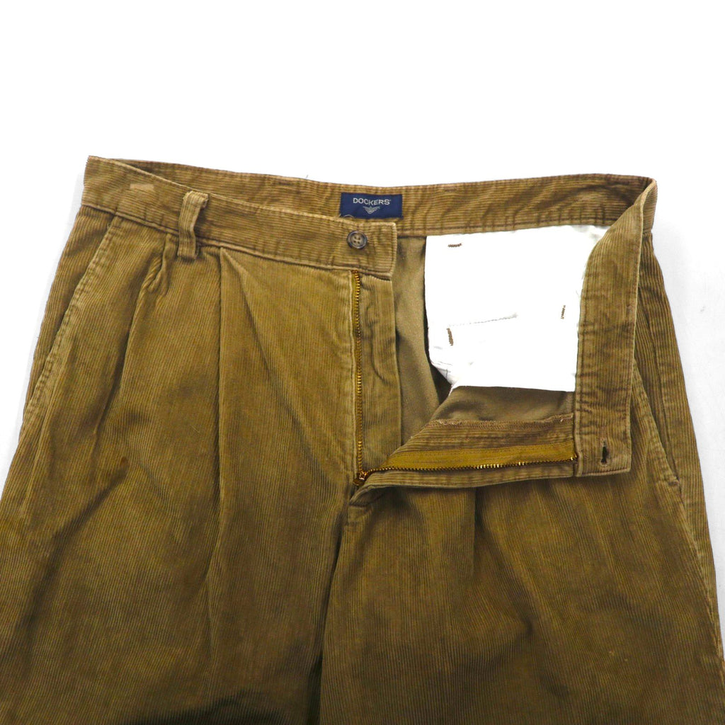 DOCKERS ( Levi's ) 00年代 2タック ワイド コーデュロイ チノパンツ M ベージュ ダブルカフス