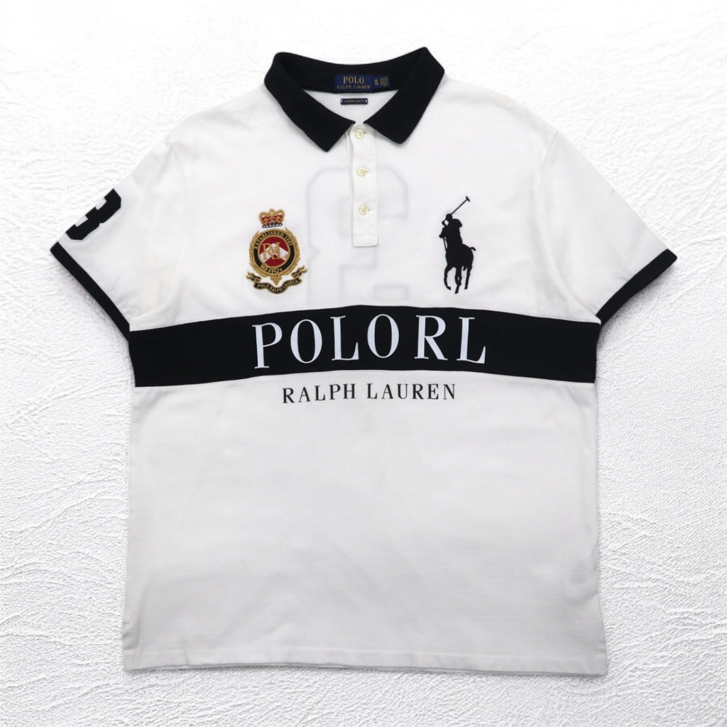 POLO RALPH LAUREN Big Pony Embroidered Polo Shirt XL White POLO TEAM Numbering