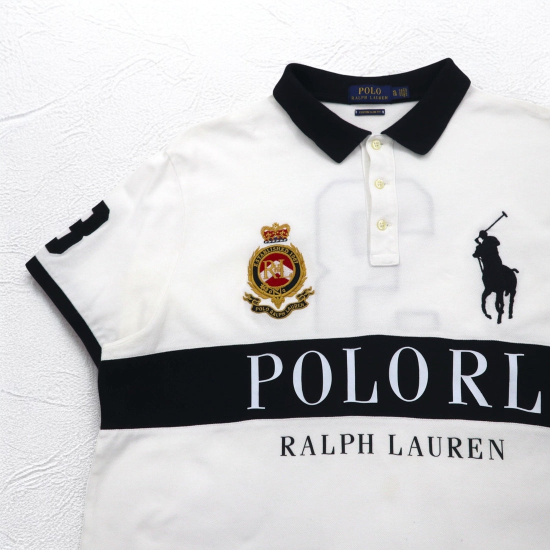 POLO RALPH LAUREN Big Pony Embroidered Polo Shirt XL White POLO TEAM Numbering