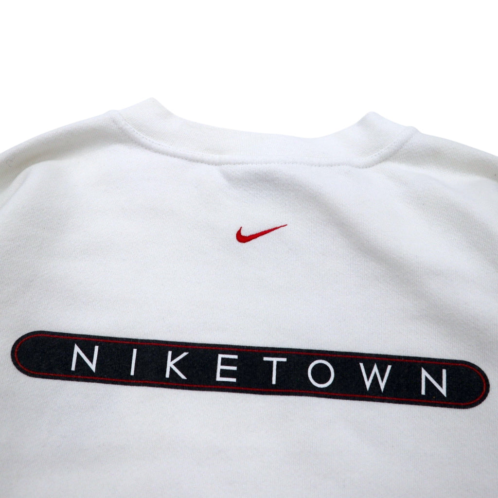 NIKE 90s USA made Swoosh logo embroidered sweatshirt M White cotton NIKE TOWN back logo print