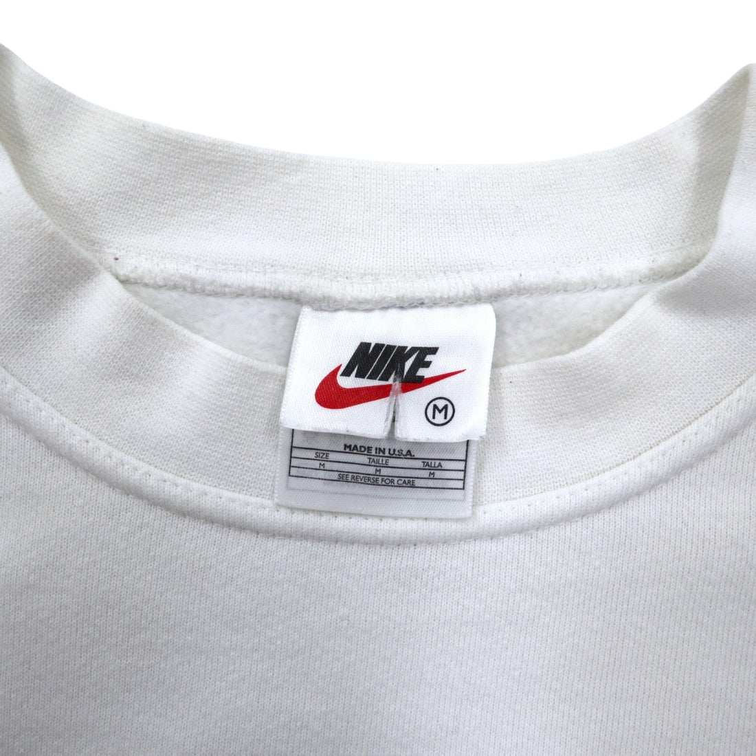 NIKE 90s USA made Swoosh logo embroidered sweatshirt M White cotton NIKE TOWN back logo print