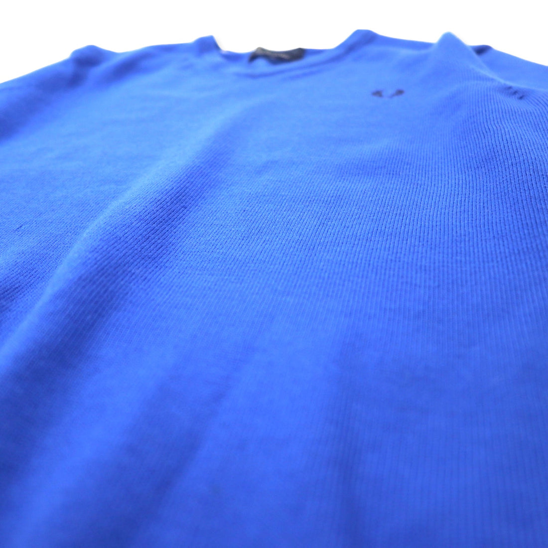 FRED PERRY V-neck merino wool knit sweater S blue one point logo embroidery K8225