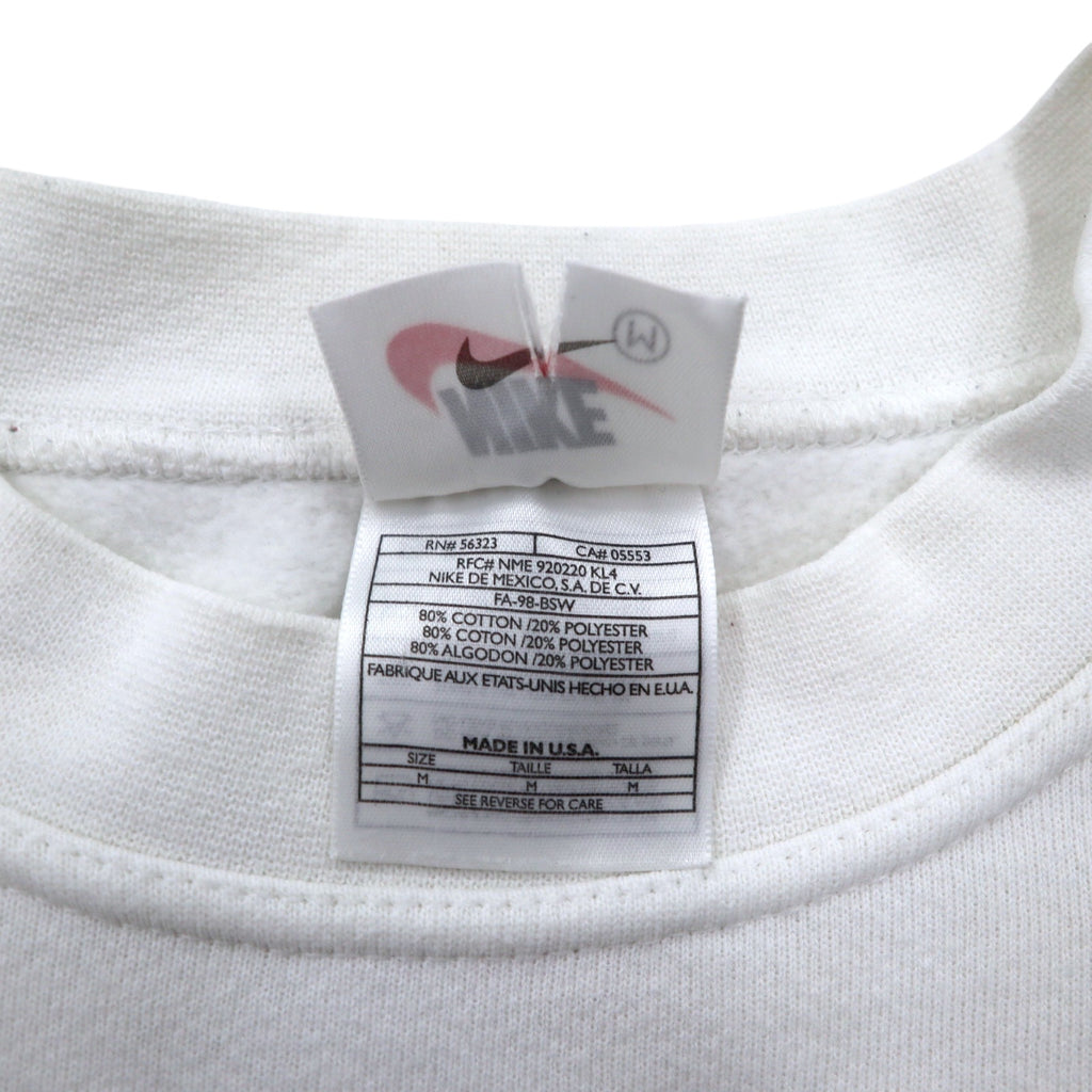 NIKE 90s USA made Swoosh logo embroidered sweatshirt M White cotton NIKE TOWN back logo print