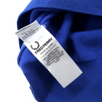 FRED PERRY V-neck merino wool knit sweater S blue one point logo embroidery K8225