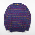 CHAPS RALPH LAUREN 90s Made in Japan Crew Neck All-Over Print Knit Sweater, Size M, Navy Wool