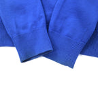 FRED PERRY V-neck merino wool knit sweater S blue one point logo embroidery K8225