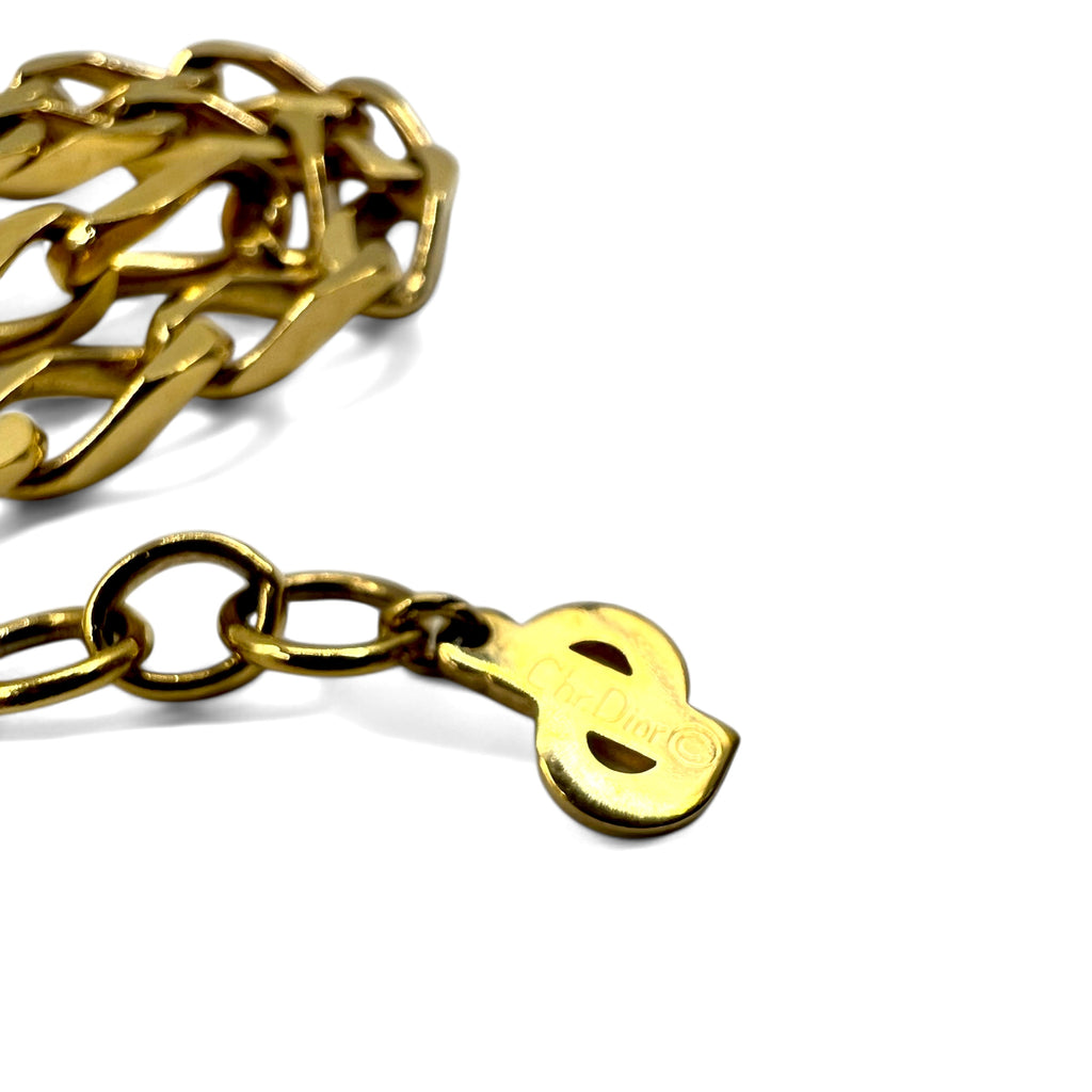 Christian Dior Made in Germany Vintage 2WAY Kihei Chain Necklace 2-Row Bracelet Gold Logo GERMANY Engraved