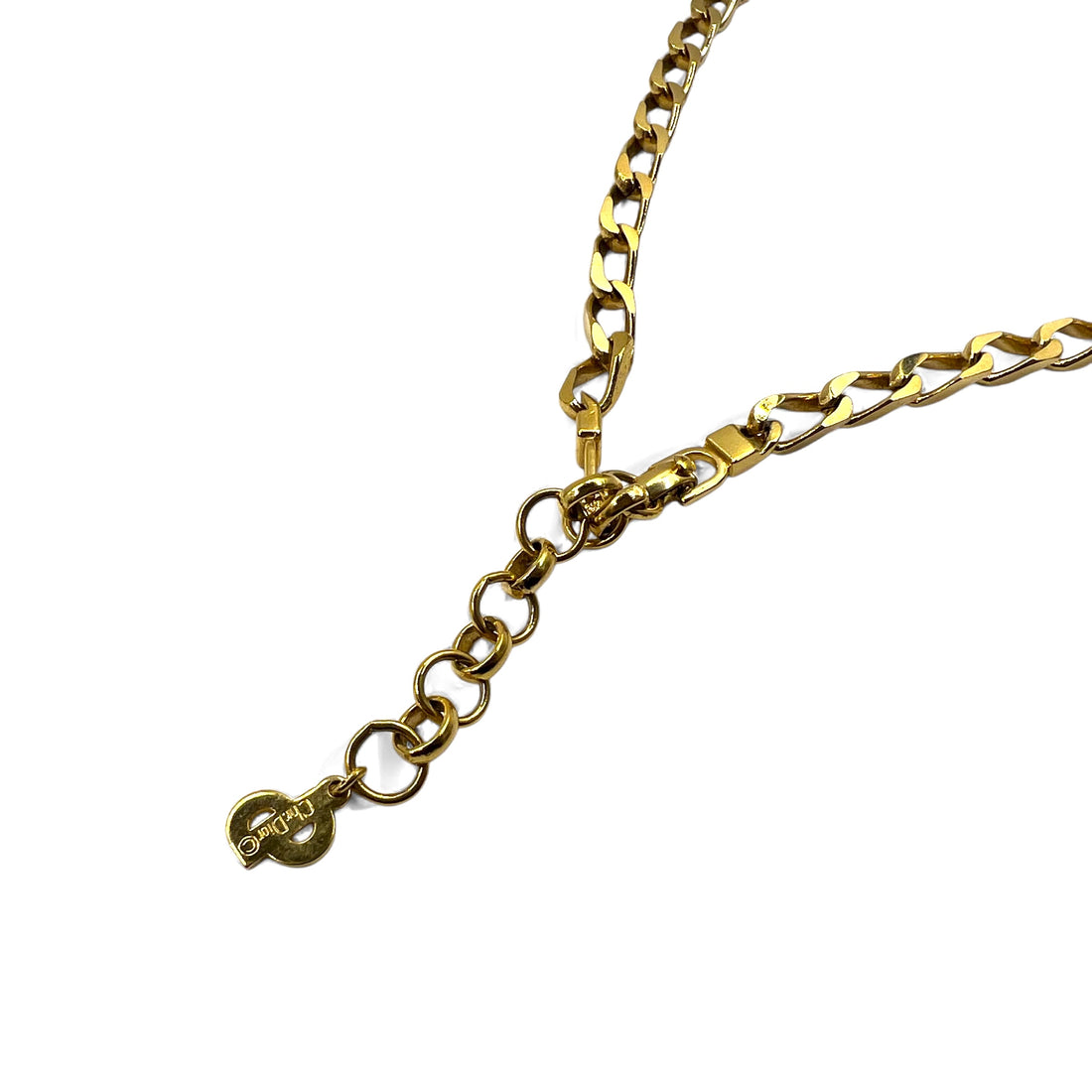 Christian Dior Made in Germany Vintage 2WAY Kihei Chain Necklace 2-Row Bracelet Gold Logo GERMANY Engraved