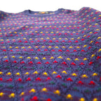 CHAPS RALPH LAUREN 90s Made in Japan Crew Neck All-Over Print Knit Sweater, Size M, Navy Wool