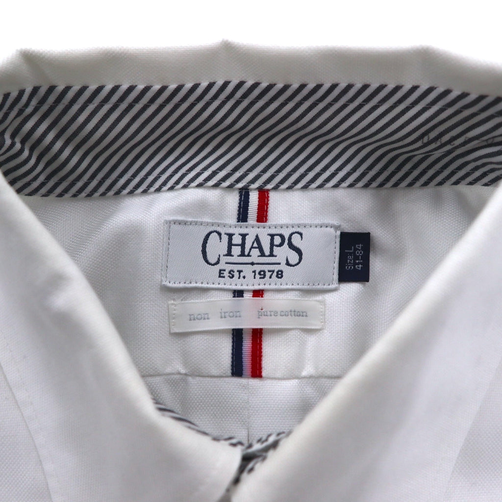 CHAPS Oxford Button-Down Shirt, L, White, NON IRON PURE COTTON