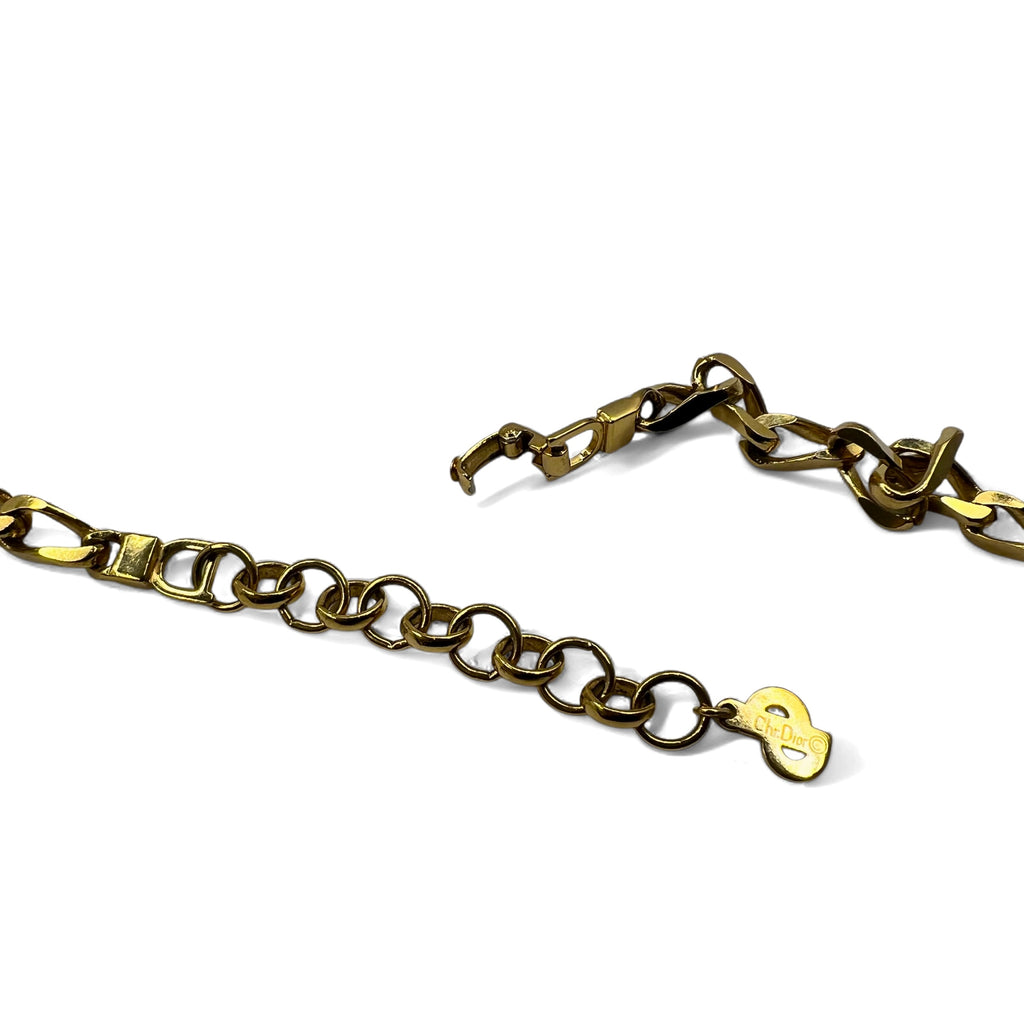 Christian Dior Made in Germany Vintage 2WAY Kihei Chain Necklace 2-Row Bracelet Gold Logo GERMANY Engraved