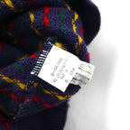 CHAPS RALPH LAUREN 90s Made in Japan Crew Neck All-Over Print Knit Sweater, Size M, Navy Wool
