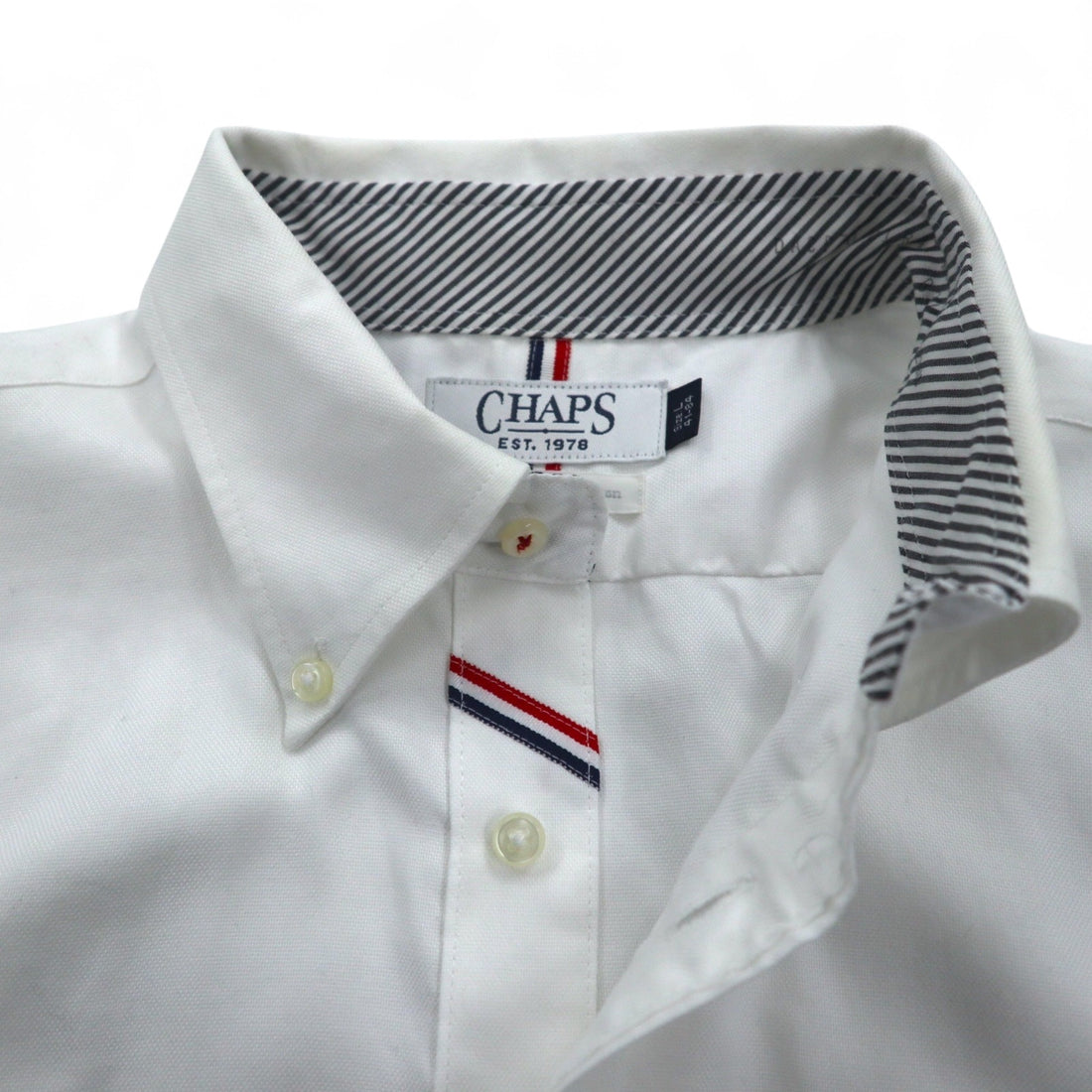 CHAPS Oxford Button-Down Shirt, L, White, NON IRON PURE COTTON