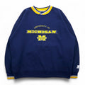 STARTER 90s College Embroidery Rib Line Sweatshirt XL Navy MICHIGAN