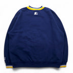 STARTER 90s College Embroidery Rib Line Sweatshirt XL Navy MICHIGAN
