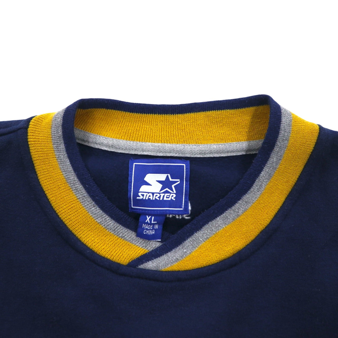 STARTER 90s College Embroidery Rib Line Sweatshirt XL Navy MICHIGAN