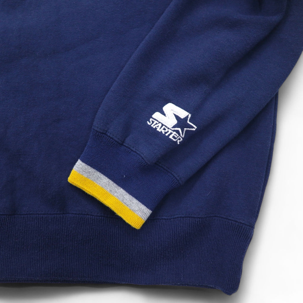 STARTER 90s College Embroidery Rib Line Sweatshirt XL Navy MICHIGAN