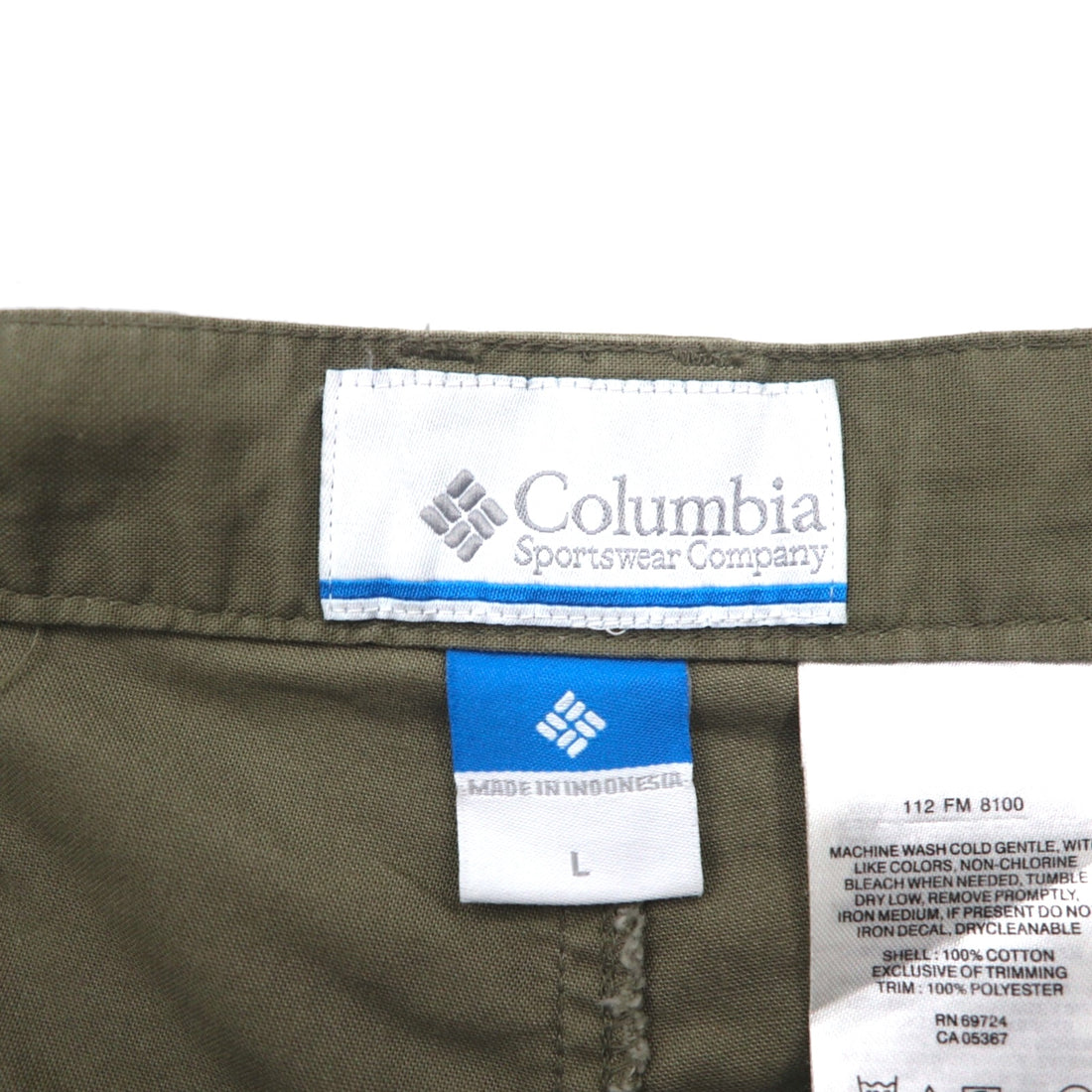 Columbia PFG Bush Shorts, Large, Khaki, Cotton, Pocket, FM8100