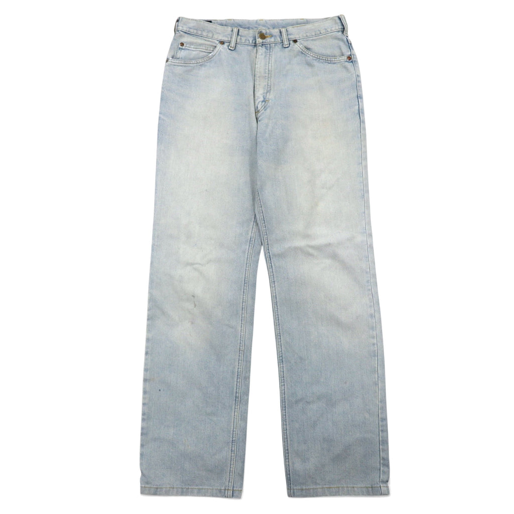 日本然リトテ-古着オンライン-Lee RIDERS デニムパンツ L ブルー コットン レザーパッチ ジップフライ-Lee RIDERS Denim Pants L Blue Cotton Leather Patch Zip Fly