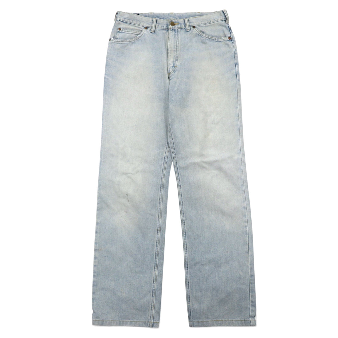 日本然リトテ-古着オンライン-Lee RIDERS デニムパンツ L ブルー コットン レザーパッチ ジップフライ-Lee RIDERS Denim Pants L Blue Cotton Leather Patch Zip Fly