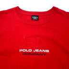 POLO JEANS CO. RALPH LAUREN Logo Print Long Sleeve T-Shirt Long Tee 3XT Red Cotton Sleeve Logo Big Size Made in Mexico