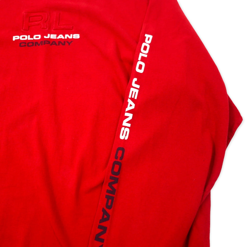 POLO JEANS CO. RALPH LAUREN Logo Print Long Sleeve T-Shirt Long Tee 3XT Red Cotton Sleeve Logo Big Size Made in Mexico