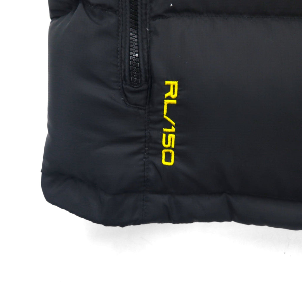 Polo Ralph Lauren スタンドカラー ダウンベスト L ブラック イエロー スモールポニー TALONジップ
