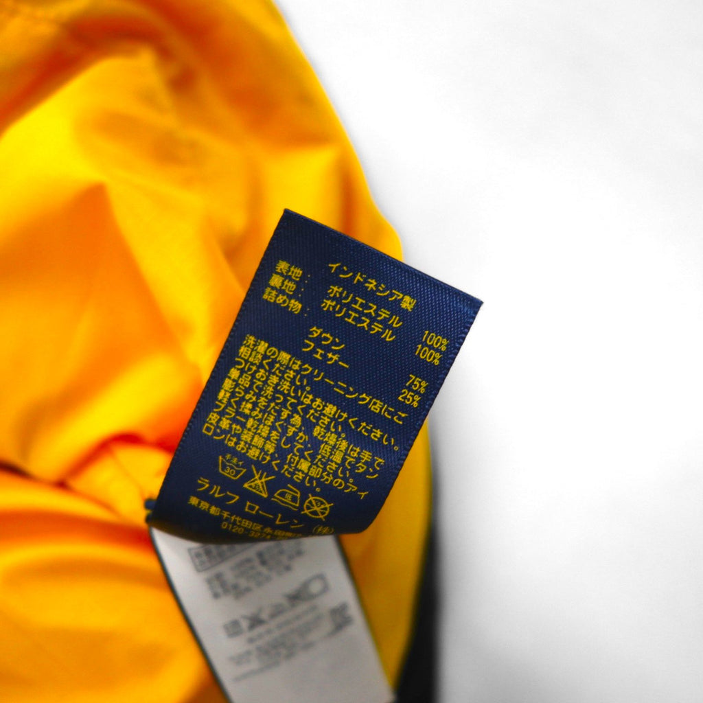 Polo Ralph Lauren スタンドカラー ダウンベスト L ブラック イエロー スモールポニー TALONジップ