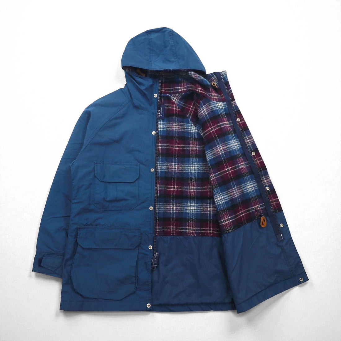 Woolrich 80年代 USA製 マウンテンパーカー L ネイビー ブランケットライナー ダブルジップ ウエスト ドローコード