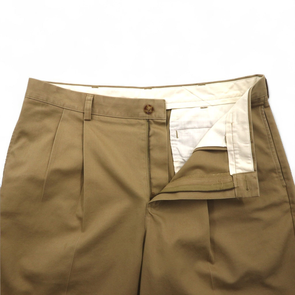 LLBean Classic Fit 2-Pleated Short Chino Pants, Size L, Beige, Cotton, 267791