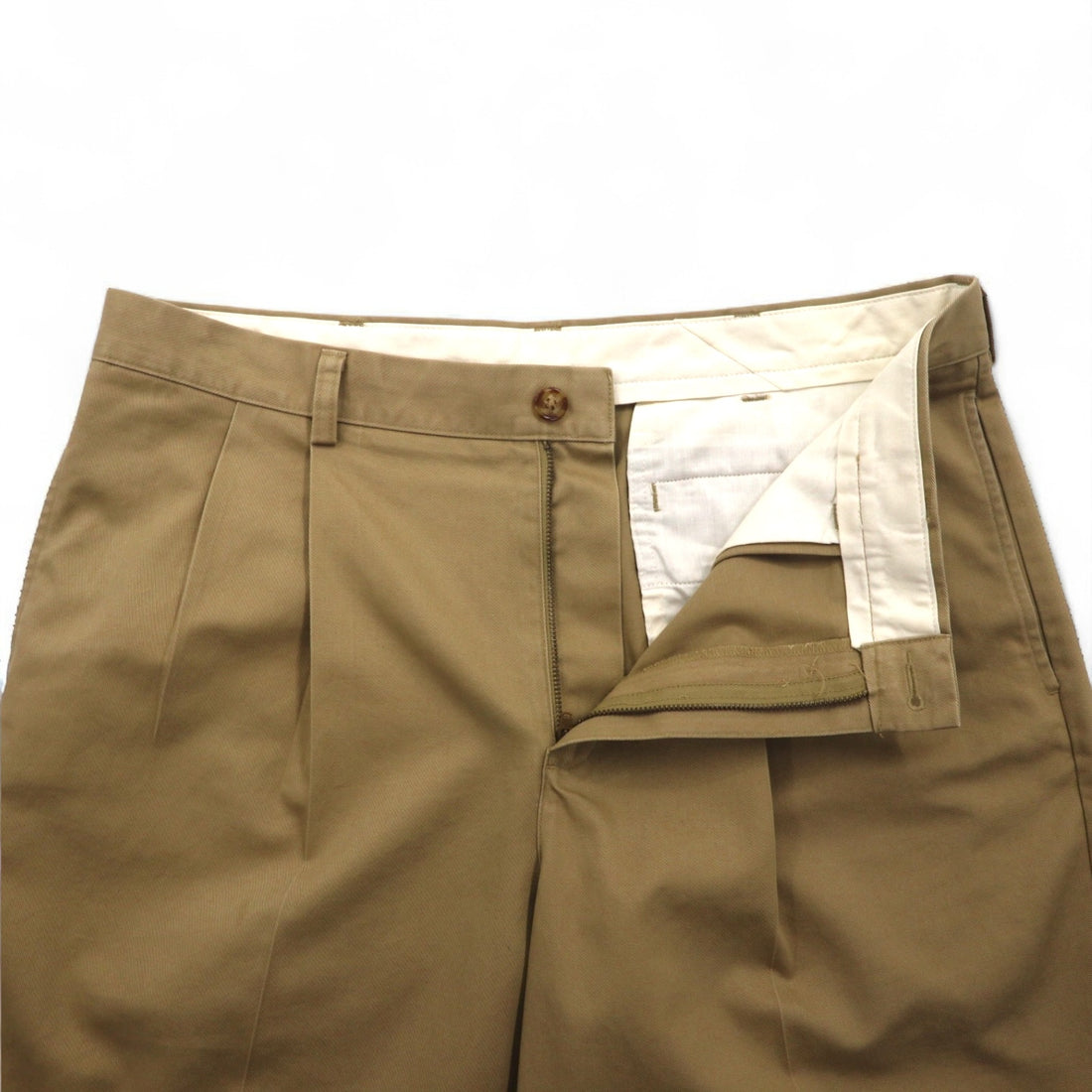 LLBean Classic Fit 2-Pleated Short Chino Pants, Size L, Beige, Cotton, 267791