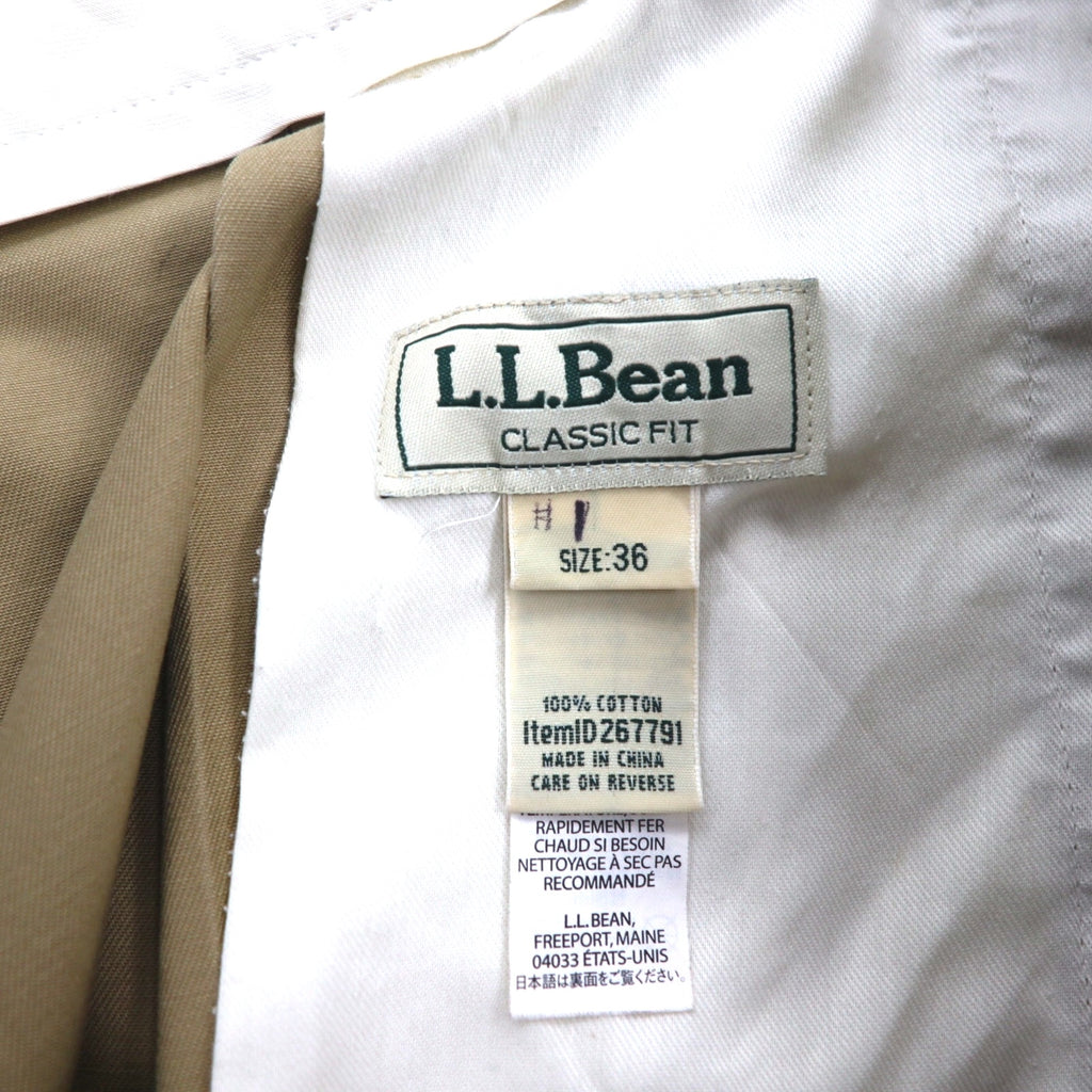 LLBean Classic Fit 2-Pleated Short Chino Pants, Size L, Beige, Cotton, 267791