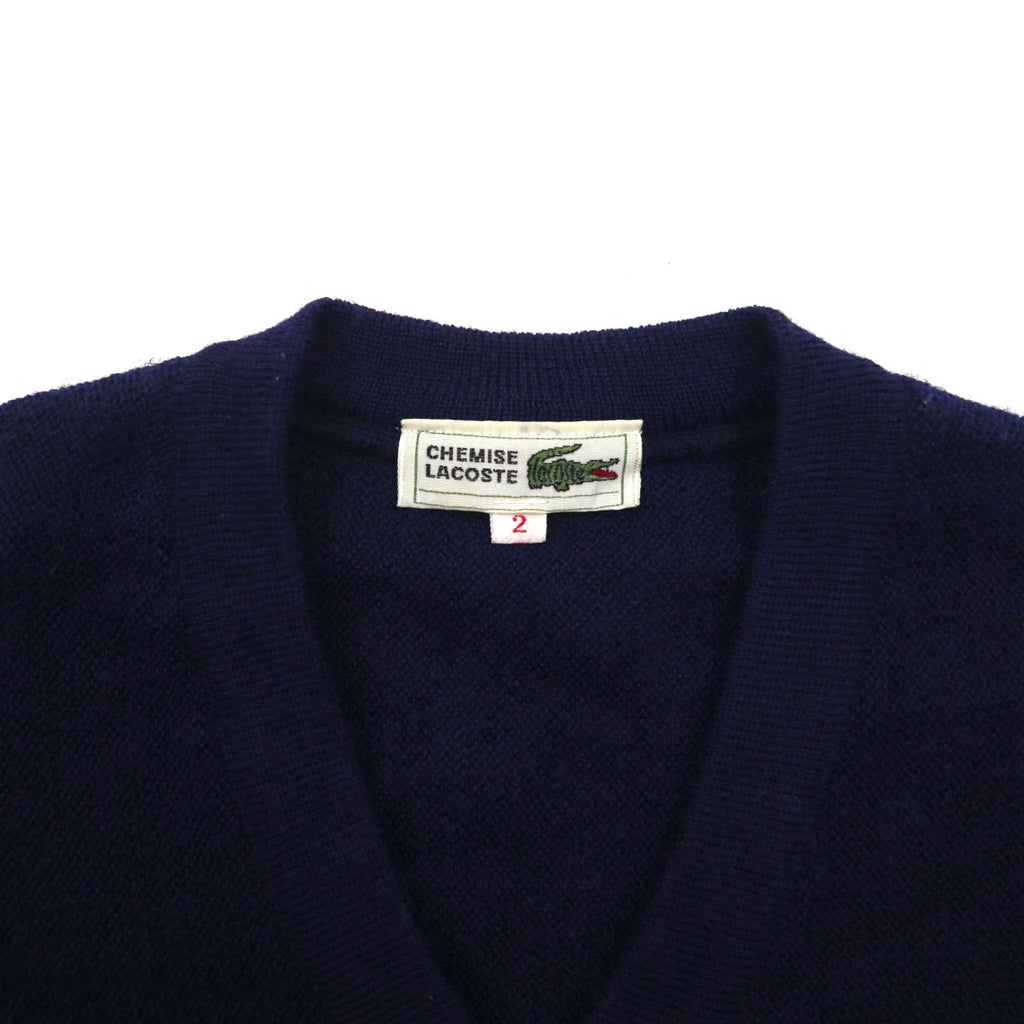 CHEMISE LACOSTE 80s Made in Japan V-neck knit sweater, size S, navy, one-point logo