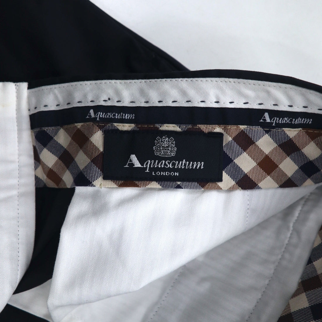 Aquasqutum Tuck Slacks Pants M Navy Cotton Made in Japan