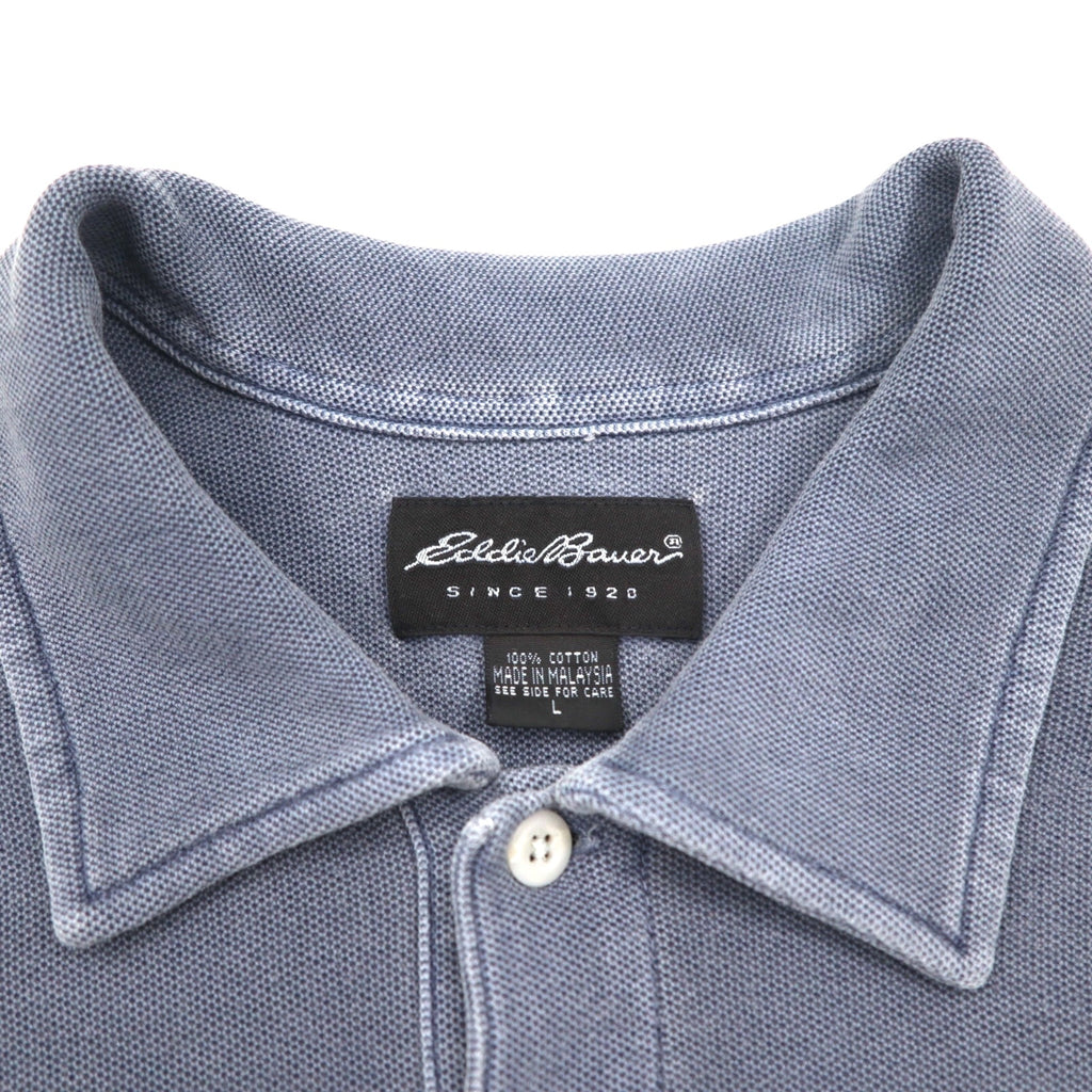 Eddie Bauer 90年代 ヴィンテージ加工 鹿の子 ポロシャツ L グレー コットン