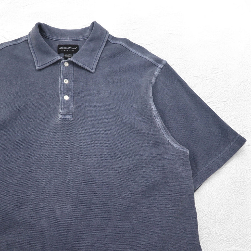 Eddie Bauer 90年代 ヴィンテージ加工 鹿の子 ポロシャツ L グレー コットン