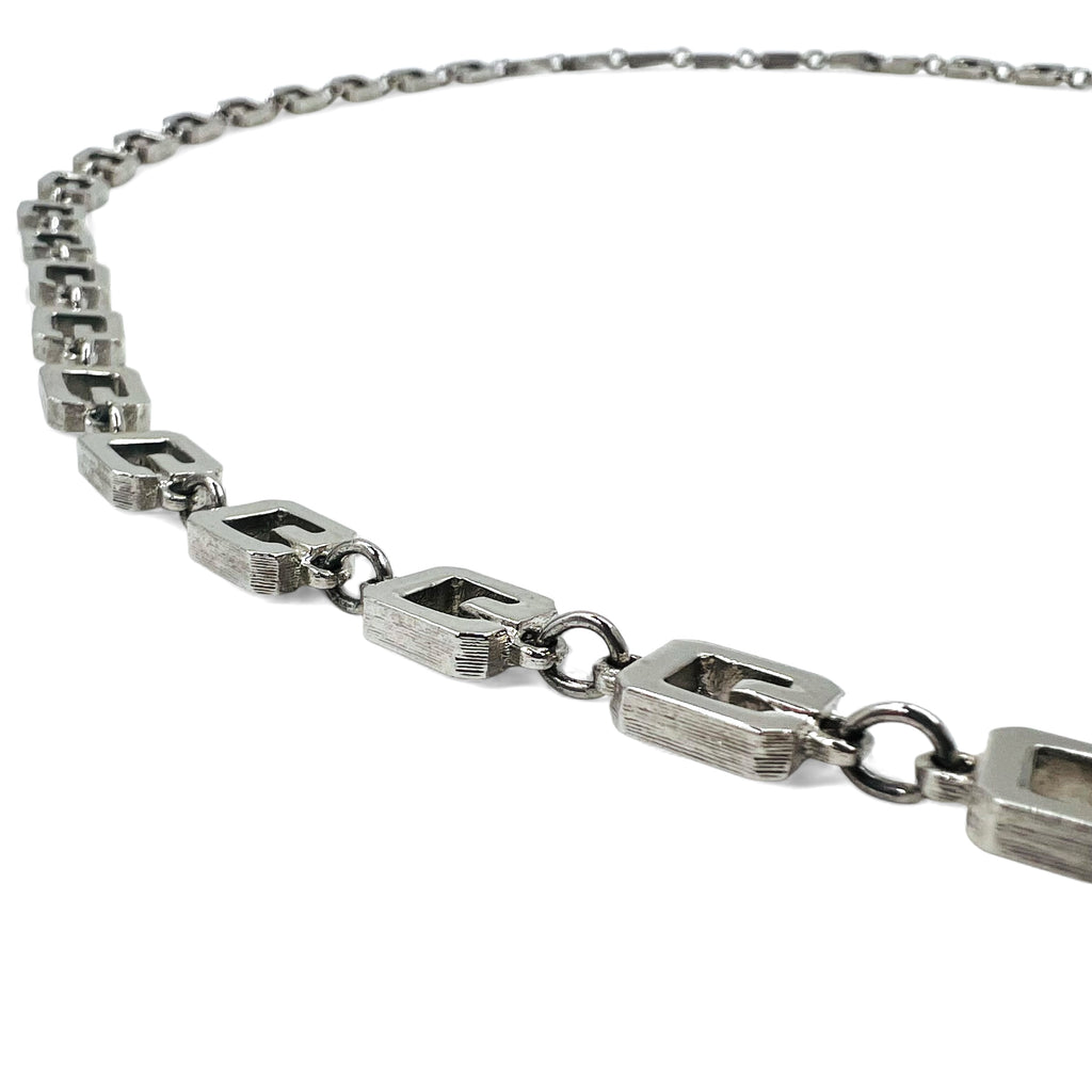 GIVENCHY Vintage Old 2WAY Necklace 3-Row Bracelet Silver Logo Motif