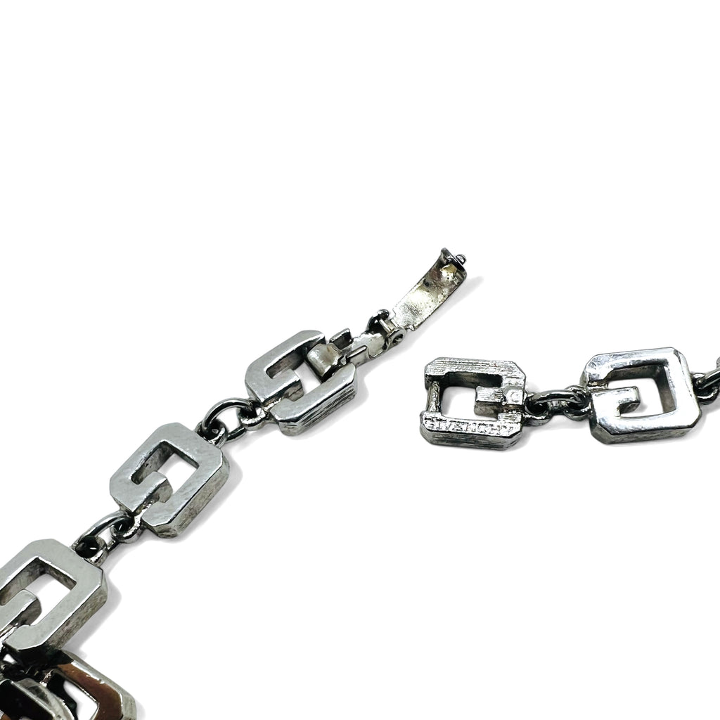 GIVENCHY Vintage Old 2WAY Necklace 3-Row Bracelet Silver Logo Motif