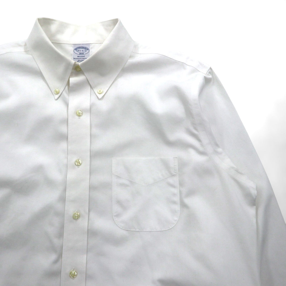 Brooks Brothers REGENT Button-Down Shirt, XL, White, Cotton Broadcloth, Chest Pocket, Non-Iron