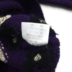 DOLCE 80s Japan Vintage Knit All-Over Print Knit Sweater, Size L, Purple Wool and Mohair Blend, Made in Japan, 1980s