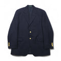 LAUREN RALPH LAUREN 90s Made in Canada Double Breasted Tailored Jacket Blazer, Navy Wool Gabardine, Gold Buttons, Size XL