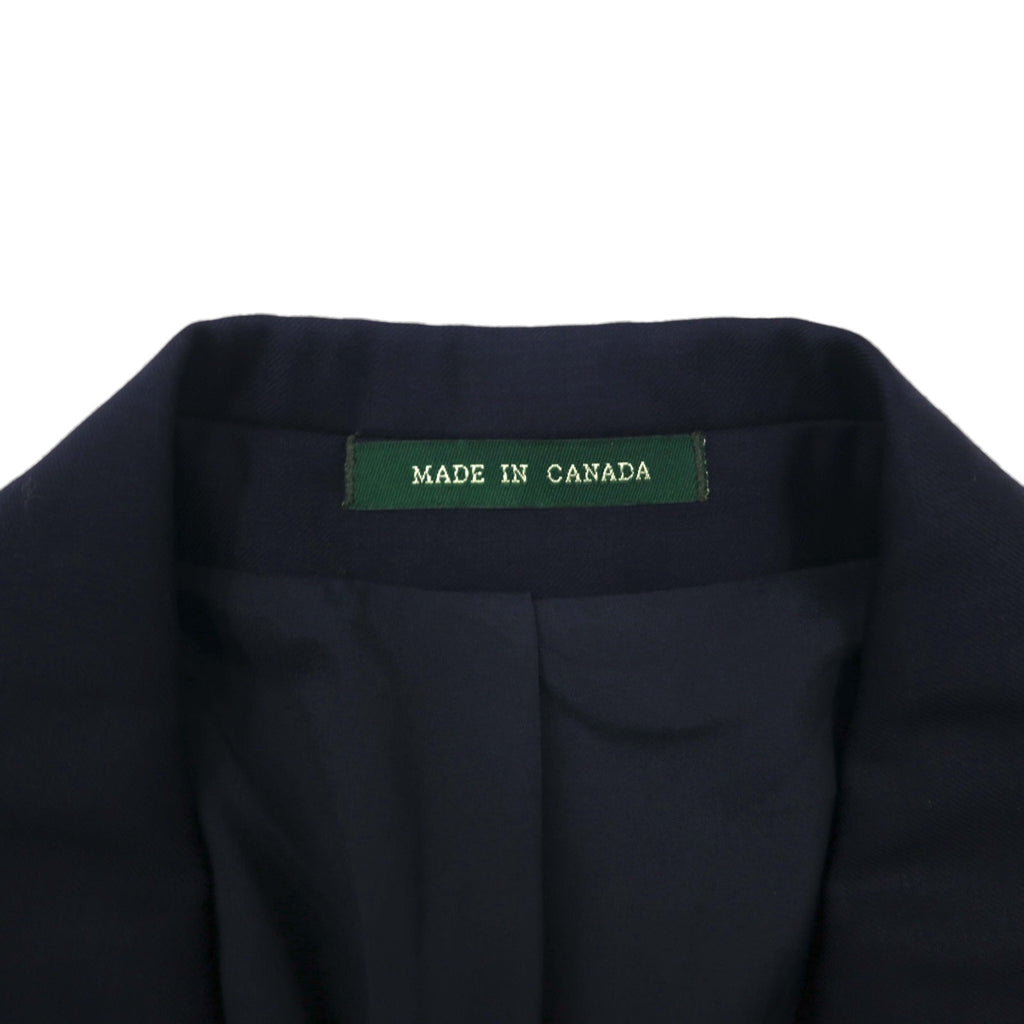 LAUREN RALPH LAUREN 90s Made in Canada Double Breasted Tailored Jacket Blazer, Navy Wool Gabardine, Gold Buttons, Size XL