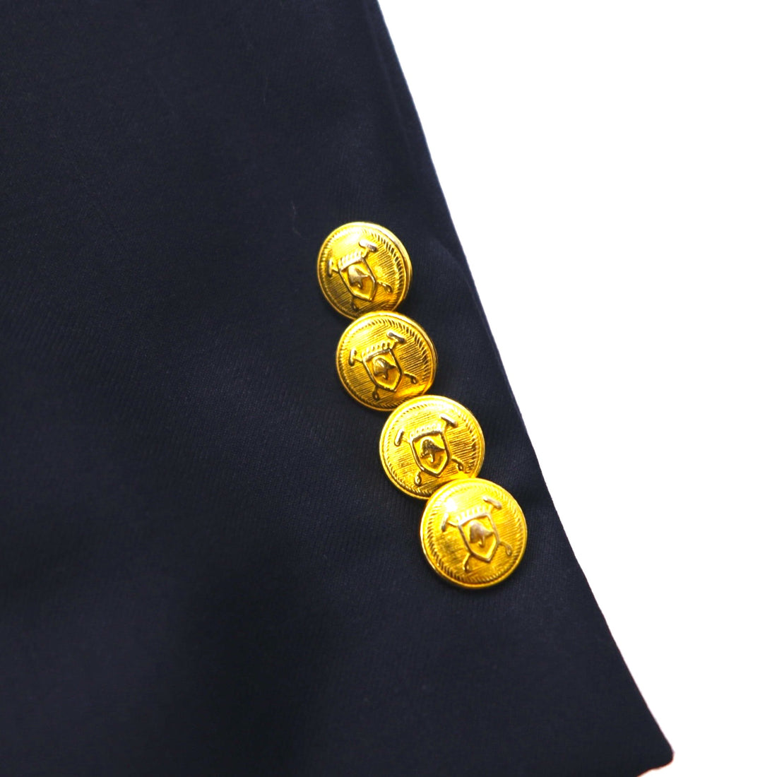 LAUREN RALPH LAUREN 90s Made in Canada Double Breasted Tailored Jacket Blazer, Navy Wool Gabardine, Gold Buttons, Size XL