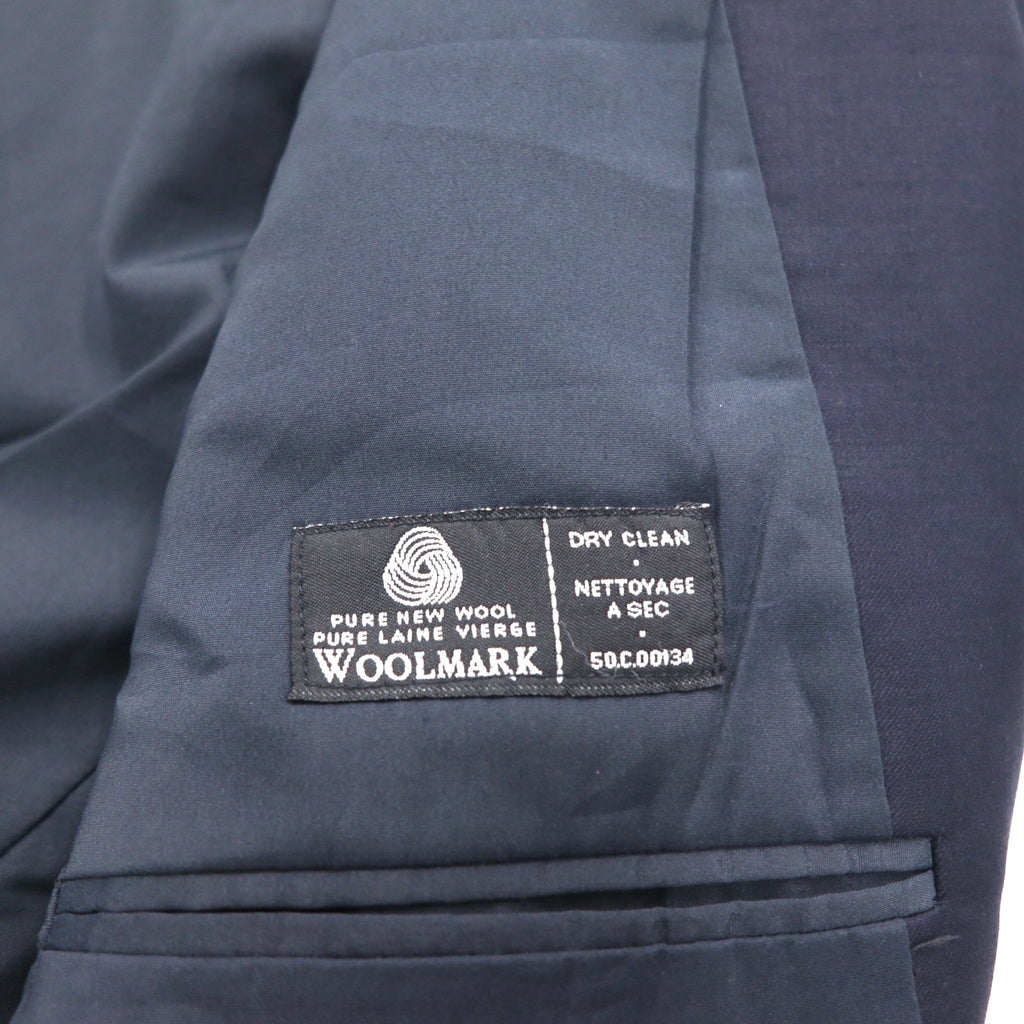 LAUREN RALPH LAUREN 90s Made in Canada Double Breasted Tailored Jacket Blazer, Navy Wool Gabardine, Gold Buttons, Size XL