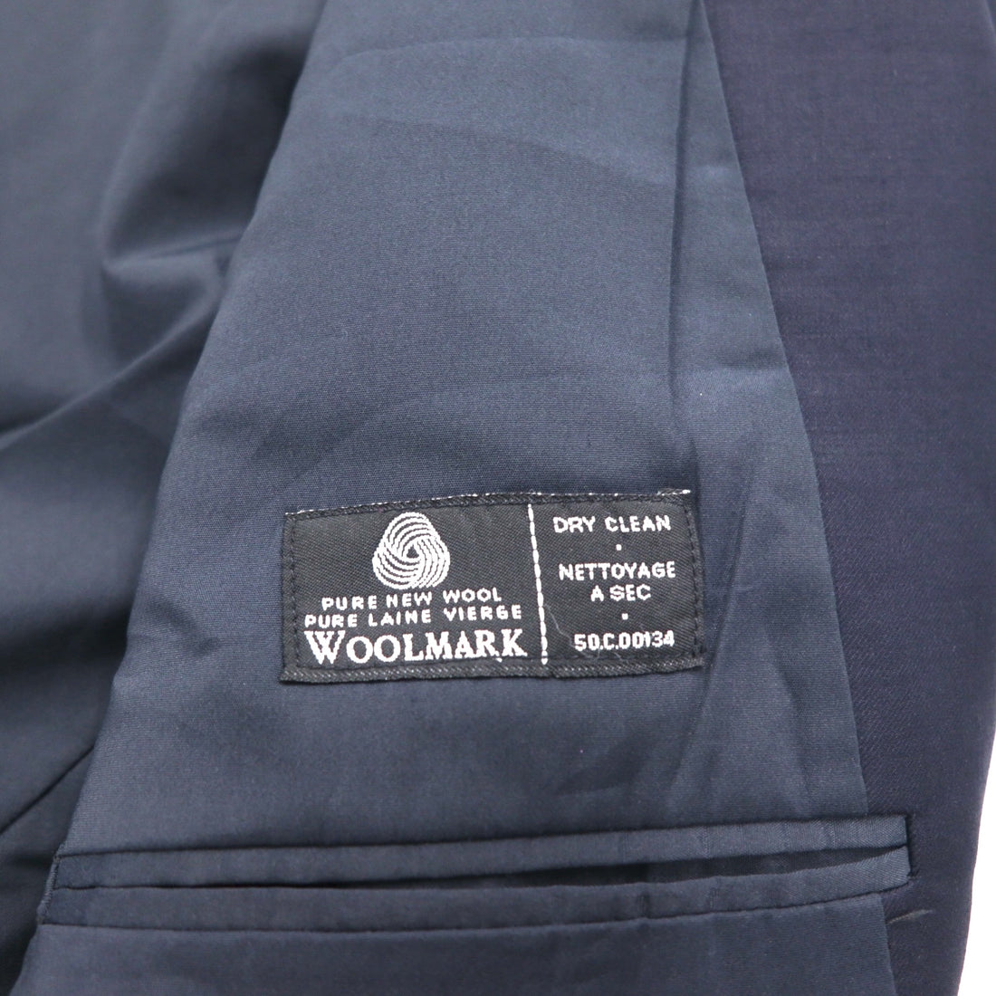 LAUREN RALPH LAUREN 90s Made in Canada Double Breasted Tailored Jacket Blazer, Navy Wool Gabardine, Gold Buttons, Size XL
