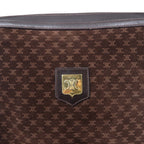 CELINE Old Macadam Shoulder Bag Brown Suede Leather Triomphe Logo Plate Made in Italy