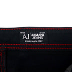 ARMANY JEANS Made in Italy Distressed Black Jeans Denim Pants Size 36 Cotton Tapered Stretch Zipper Fly