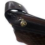 CELINE Old Macadam Shoulder Bag Brown Suede Leather Triomphe Logo Plate Made in Italy