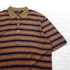 Christian Dior SPORTS 90年代 ボーダー ポロシャツ L カーキ ネイビー コットン 日本製